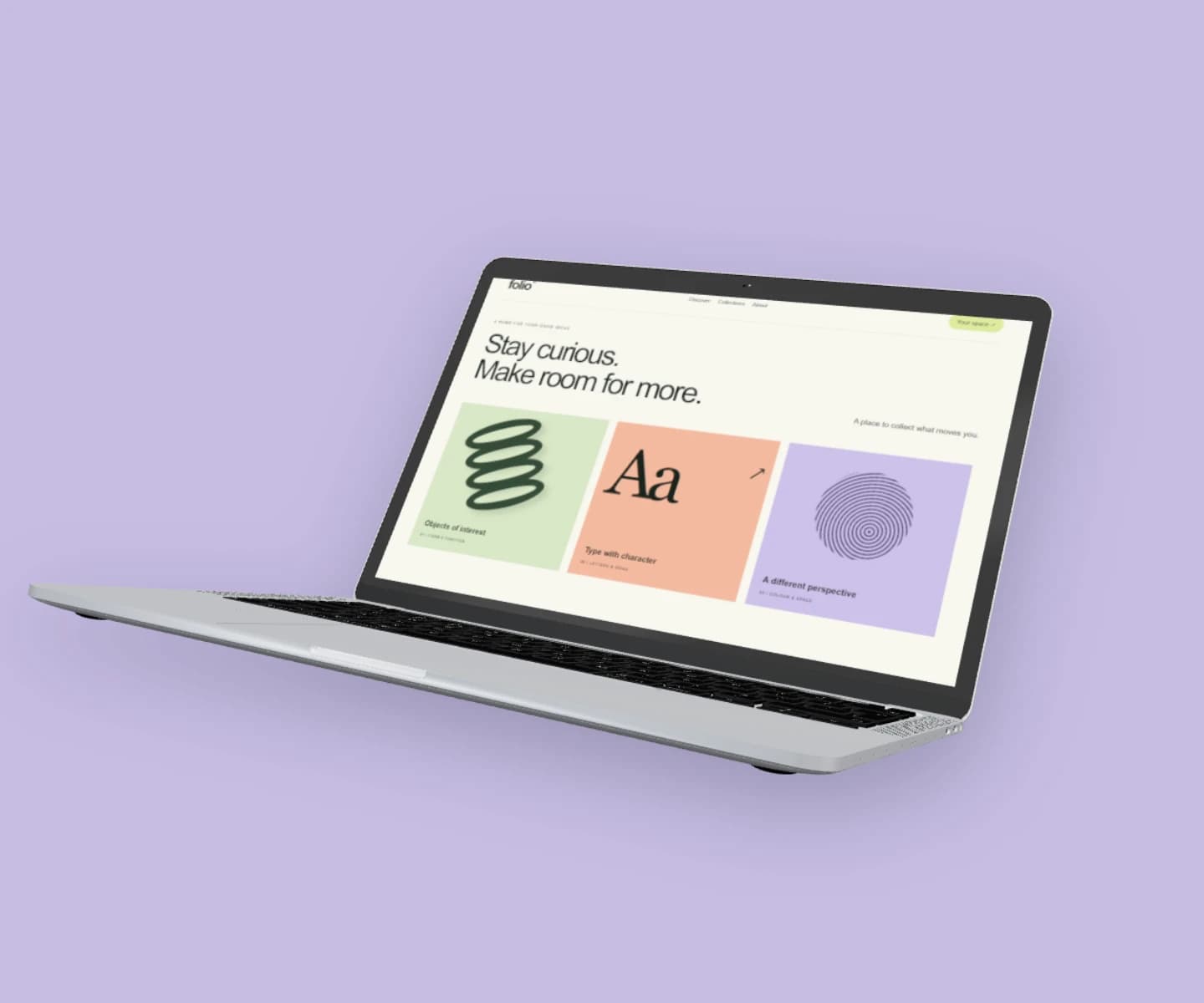 3D laptop mockup: Angled 3D laptop on lilac