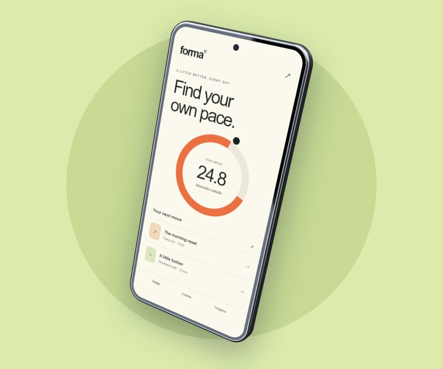 3D phone mockup: Tilted 3D phone on lime