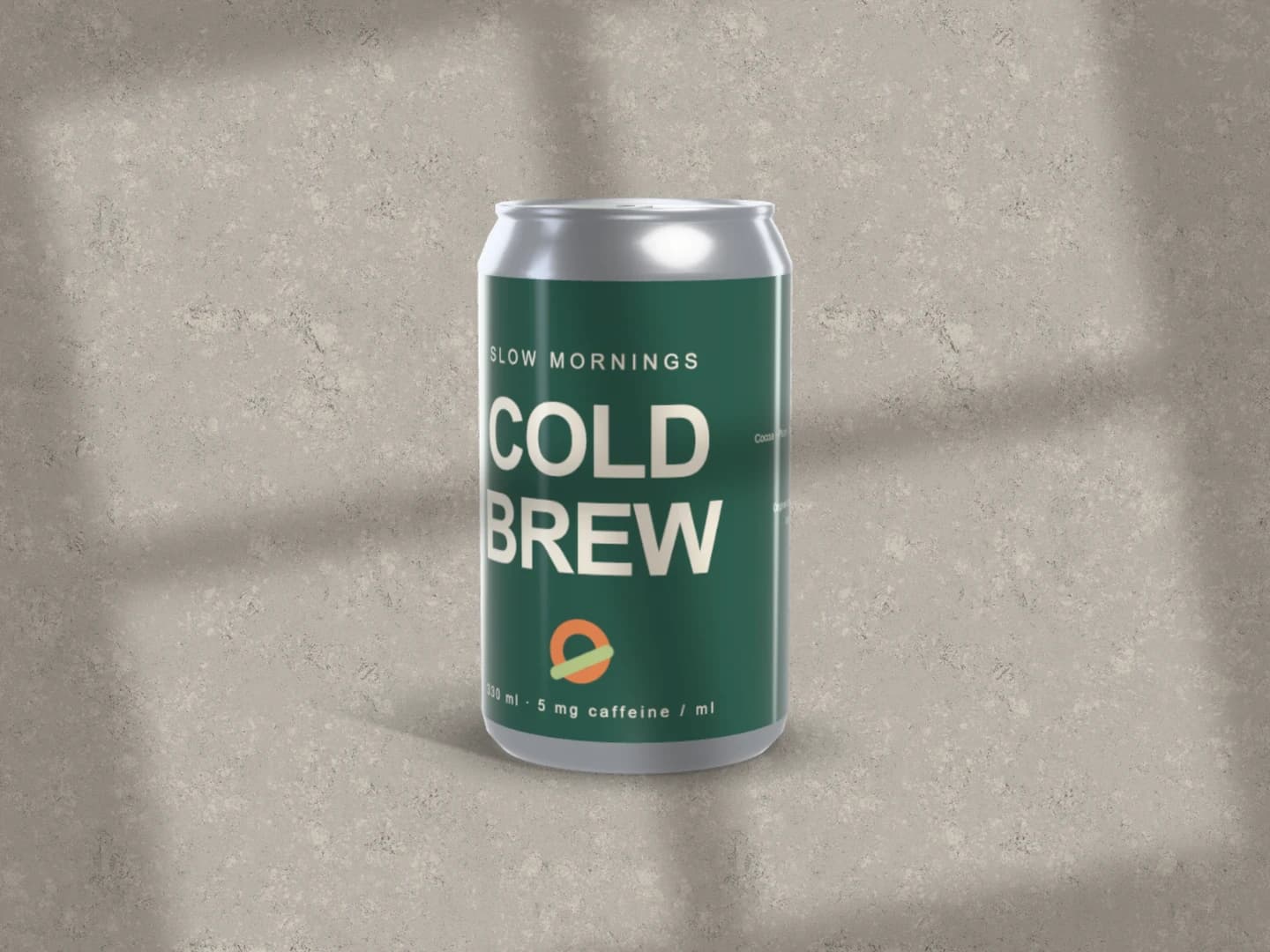 Free single-can scene with a green Slow Mornings cold brew label