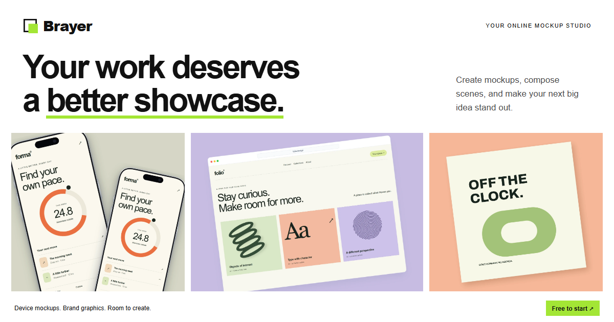 Brayer - Turn SaaS screenshots into device mockups in your browser